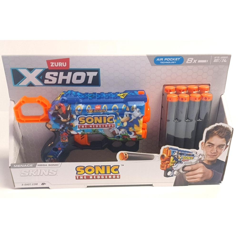 NEW Zuru X-Shot Skins Sonic The Hedgehog & Shadow Kids Toy Dart Blaster Gun - Picture 1 of 5